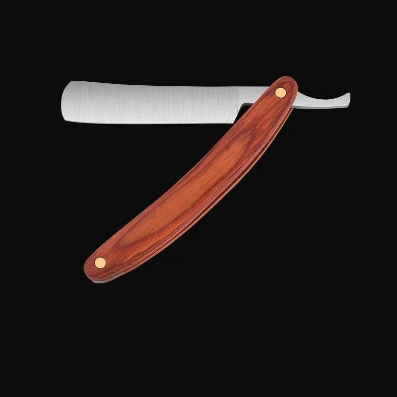 Винтаж с деревянной ручкой инструменты для удаления волос старый набор ножей для бритья из нержавеющей стали парикмахерская бритва прямой край складной подарок