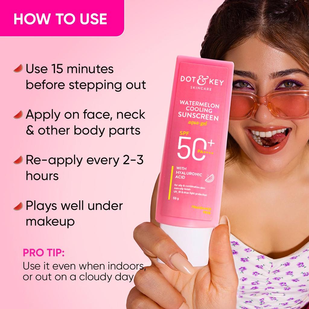 Dot & Key Watermelon Гиалуроновый охлаждающий солнцезащитный крем SPF 50 PA+++ Защита от ультрафиолета и синего света 50 г