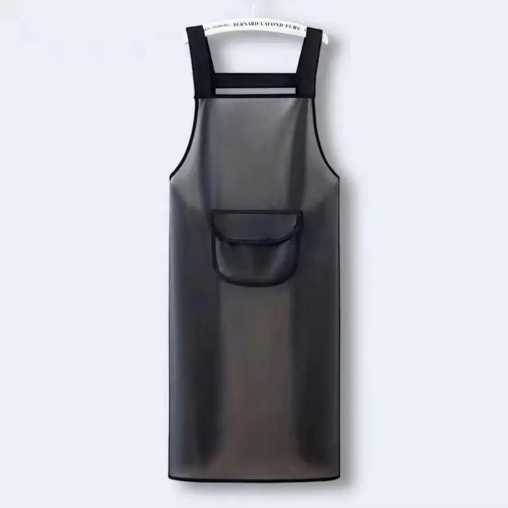 Водонепроницаемый кухонный фартук, бытовой фартук из ТПУ, маслостойкий рабочий фартук, прозрачный черный, грязеотталкивающий, для уборки