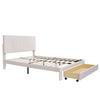 140x200cm Velvet Fabric Solid Wood Bed with Backrest Large Drawer Ergonomic Design Strong Wood Slat Support Bed Home Furniture