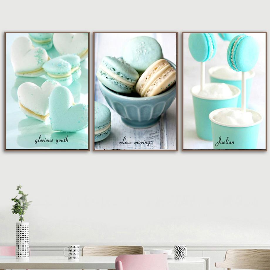 Nordic Green Mint Macaron Poster Modern Kitchen Decoration Canvas Art Dessert Food Painting Wall Art Print Picture
