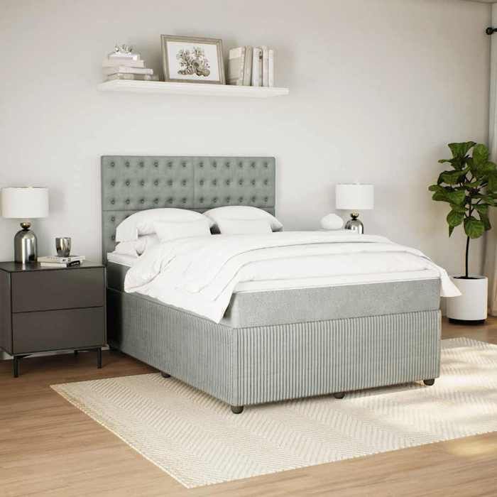 Maison Exclusive - Sommier à lattes de lit et matelas Gris clair 140x190cm Velours