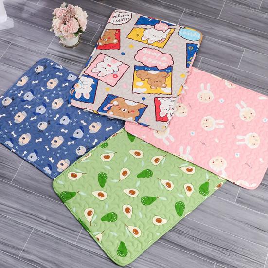 Коврик для домашних животных с мультяшным животным принтом, спальный коврик для собак, летняя влагопоглощающая нескользящая подушка для отдыха для кошек для маленьких домашних животных