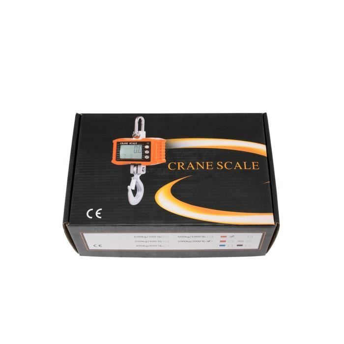 Hyindoor Peson Électronique 1000 kg /2000 lb de Industrielle Balance à Grue Numérique à Crochet