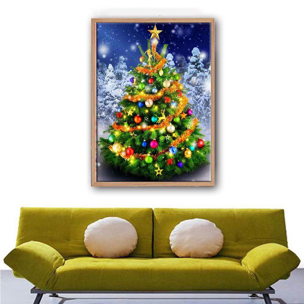 5D Diy алмазная живопись красочная Рождественская елка набор крестиков полная алмазная вышивка мозаика художественная картина стразы Декор подарок