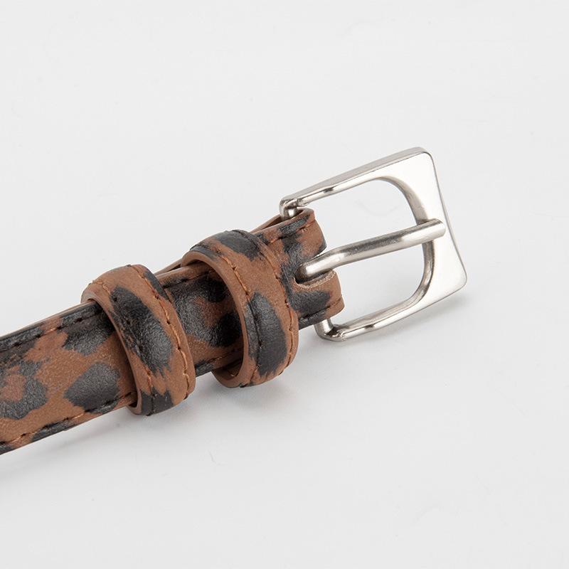 Leopard Leather Genuine Leather Belt Women's Pin Buckle Business Casual Trendy Versatile Pants Decorative Belt Women