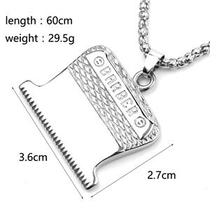 Fashion Razor Blades Pendant Necklaces Men Jewelry Male Shaver Shape Necklaces & Pendants Barber Shop Necklace for Male Boys