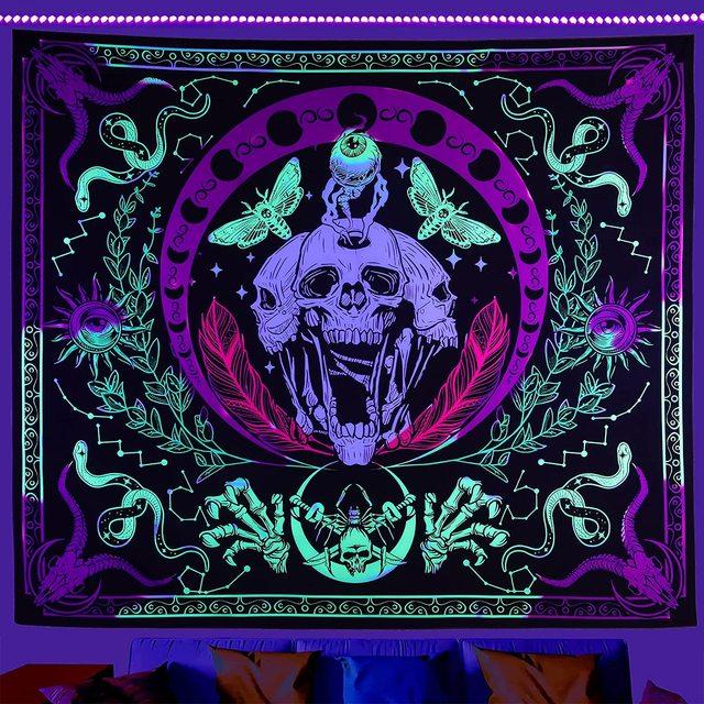 Гобелен Trippy Planet УФ-реактивный водопад Пейзаж Декор комнаты Эстетический психоделический настенный подвесной гриб Готический домашний декор