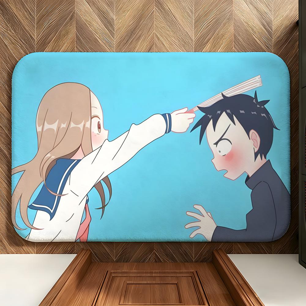 Anime t-Takagi-san Floor Mat Soft Flannel Floor Mat Suitable for Entryways, Living Rooms, Bedrooms, and Bathrooms