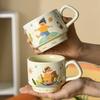 Cute Cup Stacked Cup Ceramic Mug Household Parent Child Cup Family Four-piece Cup Children's Milk Breakfast Cup