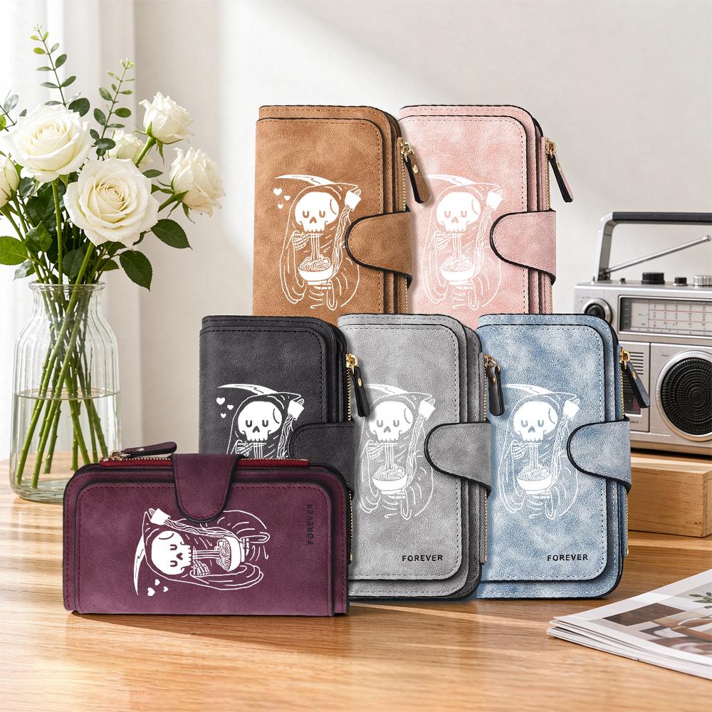 Grim Reaper Pattern Long Wallet Casual Portable Card Holder Fashion Daily Purse