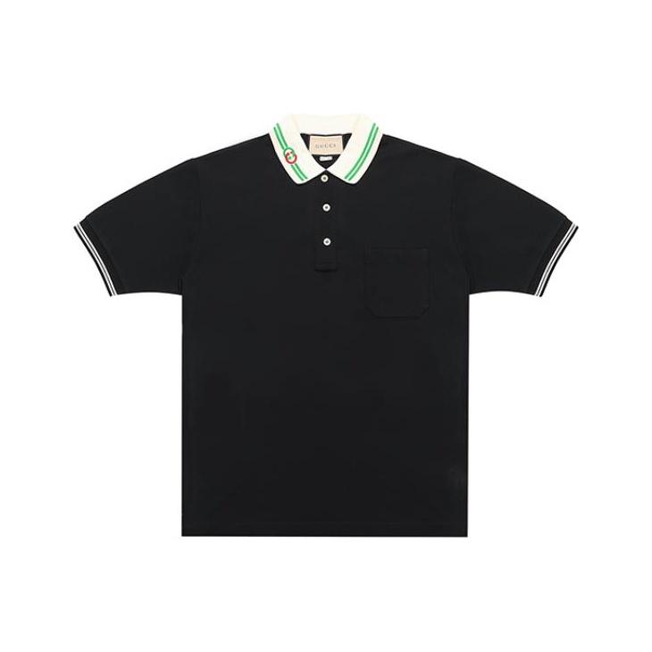 Gucci Мужская хлопковая пике-поло с interlocking G Черный 658067-XJDI2-1043