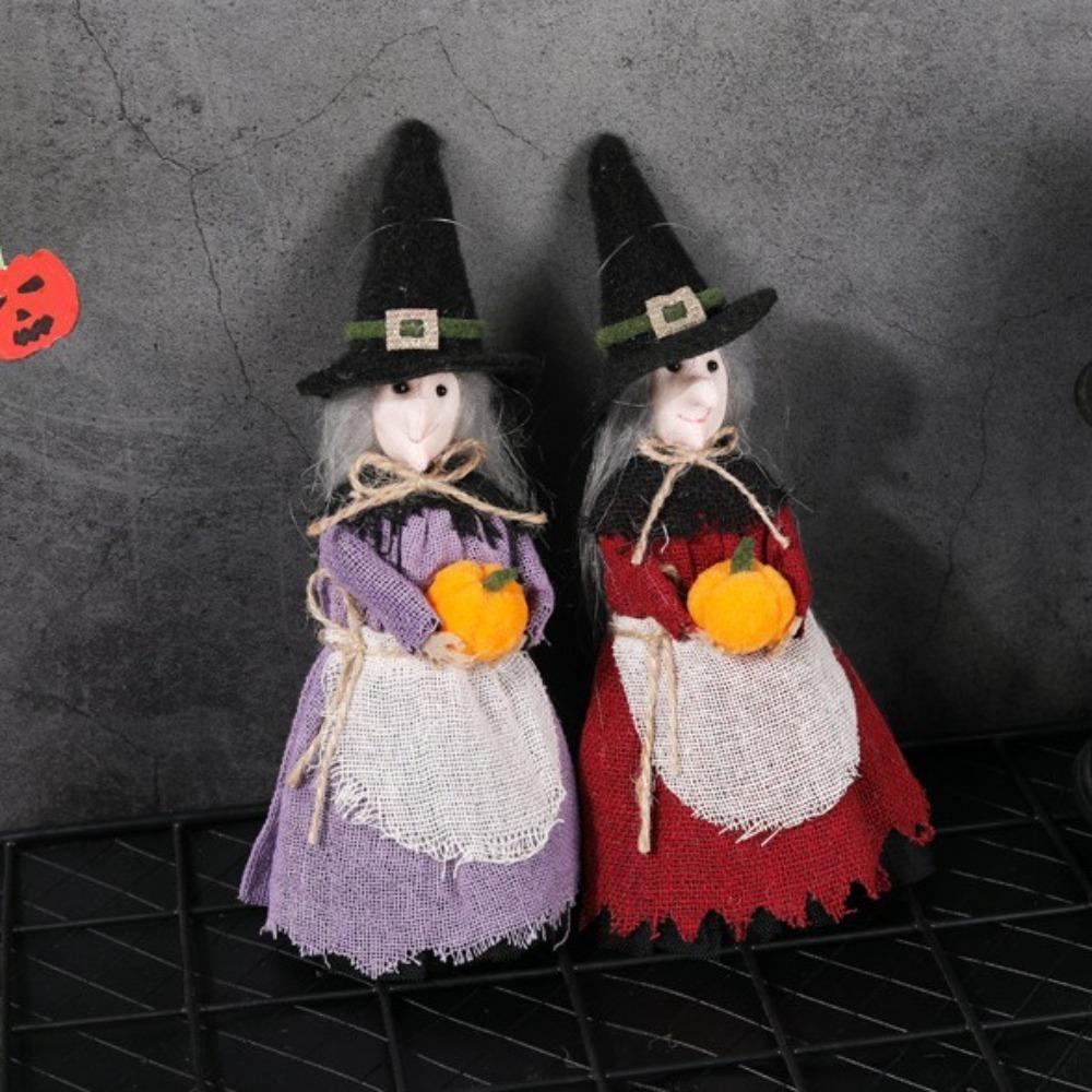 Funny Broom Witch Decoration Hug Pumpkin Halloween Witch Pendant Haunted House