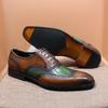 Fashion Luxury Mens Brogue Oxford Shoes Genuine Leather Lace Up Wedding Party Office Formal Shoes Handmade Wing Tip Mens Dress Shoes