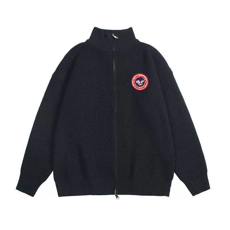 Embroidered Badge Zip-Up Knit Cardigan Unisex Retro Casual Outerwear Youth