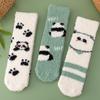 3Pairs/lot Women Socks Winter Cute Panda Coral Fleece Fuzzy Socks FemaleThickened Socks For Girl