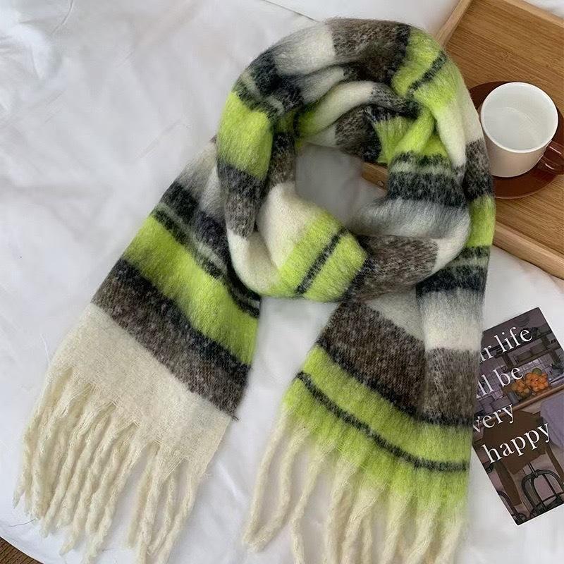 Maillard Womens Reversible Scarf Plaid  Windproof Insulation,personality,Winter Shawl Wrap Oversized Tartan Stripe Fringe Scarve