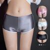 Women Underpants Smooth Ice Silk Solid Color Mid Waist Moisture-wicking Slim Fit High Elasticity Daily