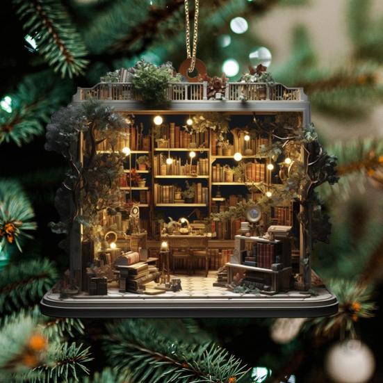8 шт. Рождественский книжный магазин Украшение для рождественской елки 2D Плоский акриловый книжный магазин Декор
