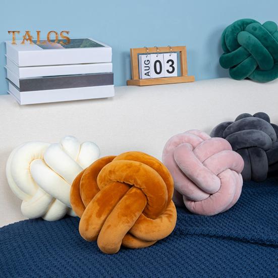 Подушка ручной плетеный узел однотонный круглый шарообразный плюшевый эластичный спальный компаньон для дивана декоративная подушка для фотографии