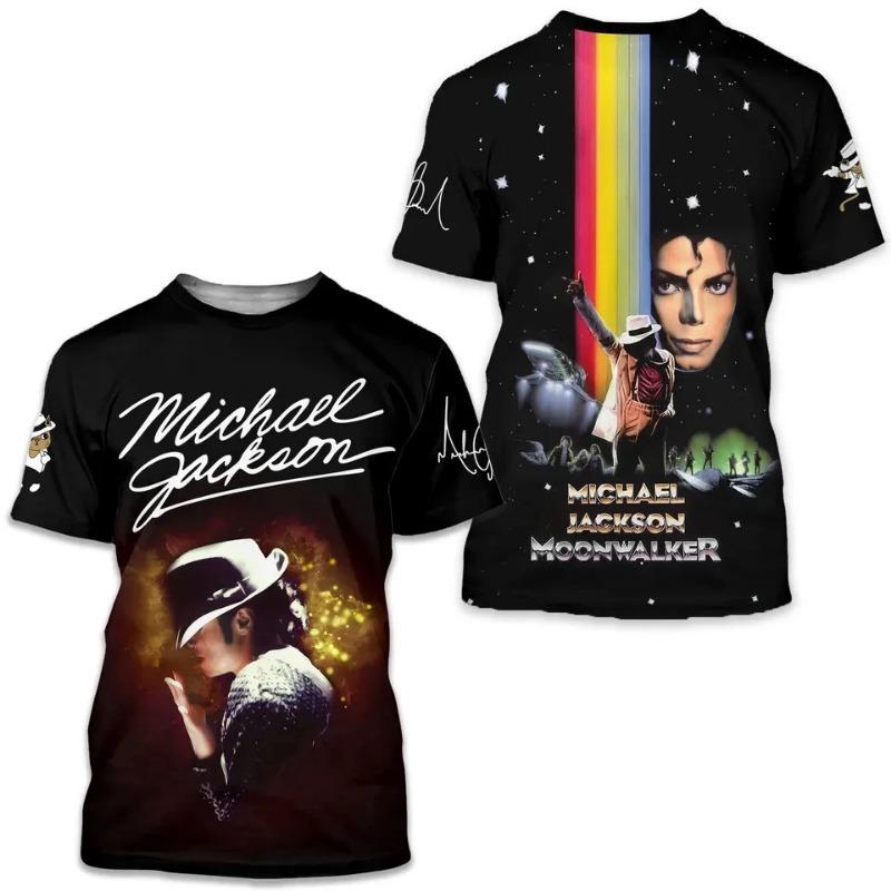 2026 New Michael Jackson King of Pop Print T-Shirt Red Black 3D Graphic Short Sleeve Tee Casual Streetwear for Music Fans