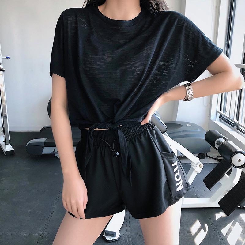 Women's Quick-Dry Tie-Up Yoga T-Shirt - Breathable, Loose Fit, Slimming & Short Sleeve