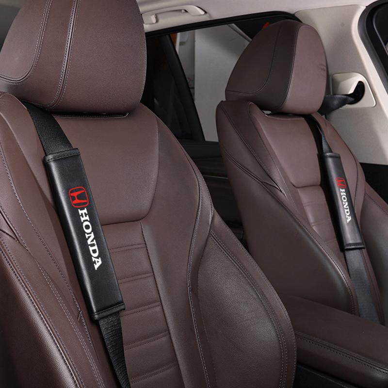 AAADE1 2Pcs PU Leather Car Seatbelt Shoulder Pad Protect Cover For Honda Civic Fit Jazz Accord Pilot CRV Odyssey Passport City Shuttle