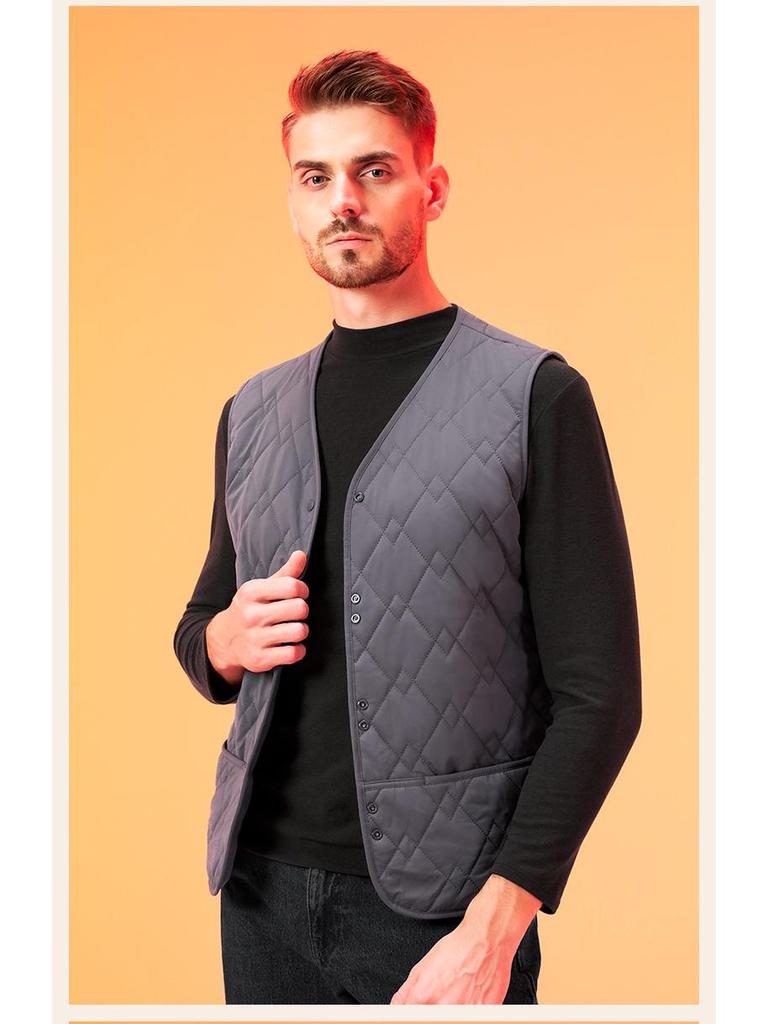 Women's Slim Wool Quilted Diamond Vest, Light and Warm for Autumn/Winter (White)