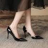 New Low-Cut Pointed-Toe Stilettos High Heels Fairy Wind Side Empty Rivet Shoes Women
