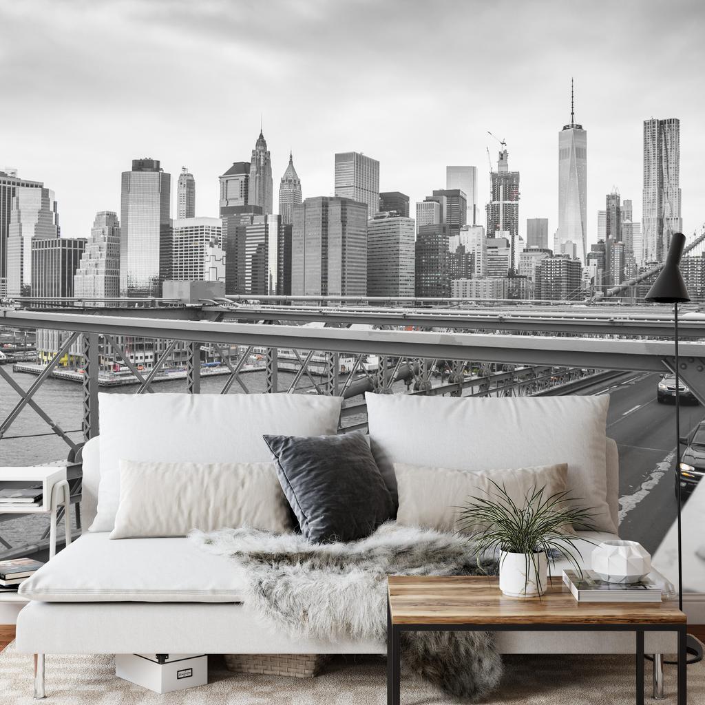 Photomural Taxi Crossing Brooklyn Bridge Smooth Vinyl 520x318