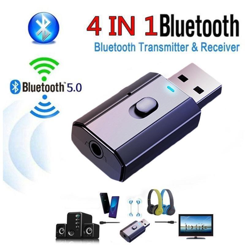 Bluetooth-адаптер 5.0 USB Беспроводной Bluetooth-передатчик Приемник Музыка Аудио для ПК ТВ Автомобиля Громкая связь 3,5 мм AUX-адаптер