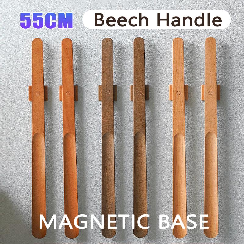 55CM Wooden Long Handle Magnetic Shoehorn Long Shoe Spoon Horn for Shoes Wear Shoe Easier