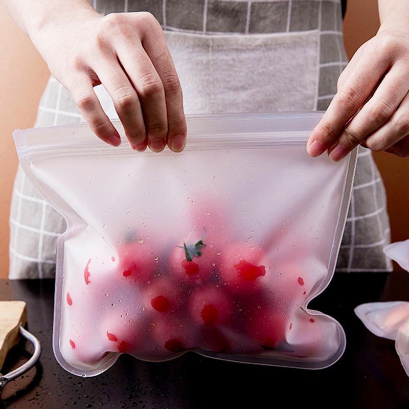 4 шт. S-XL Силиконовый пакет для хранения продуктов Многоразовый стоячий пакет с застежкой Герметичные контейнеры Пакет для свежих продуктов Пакет для хранения продуктов Пакет для свежей упаковки Пакет с зиплоком