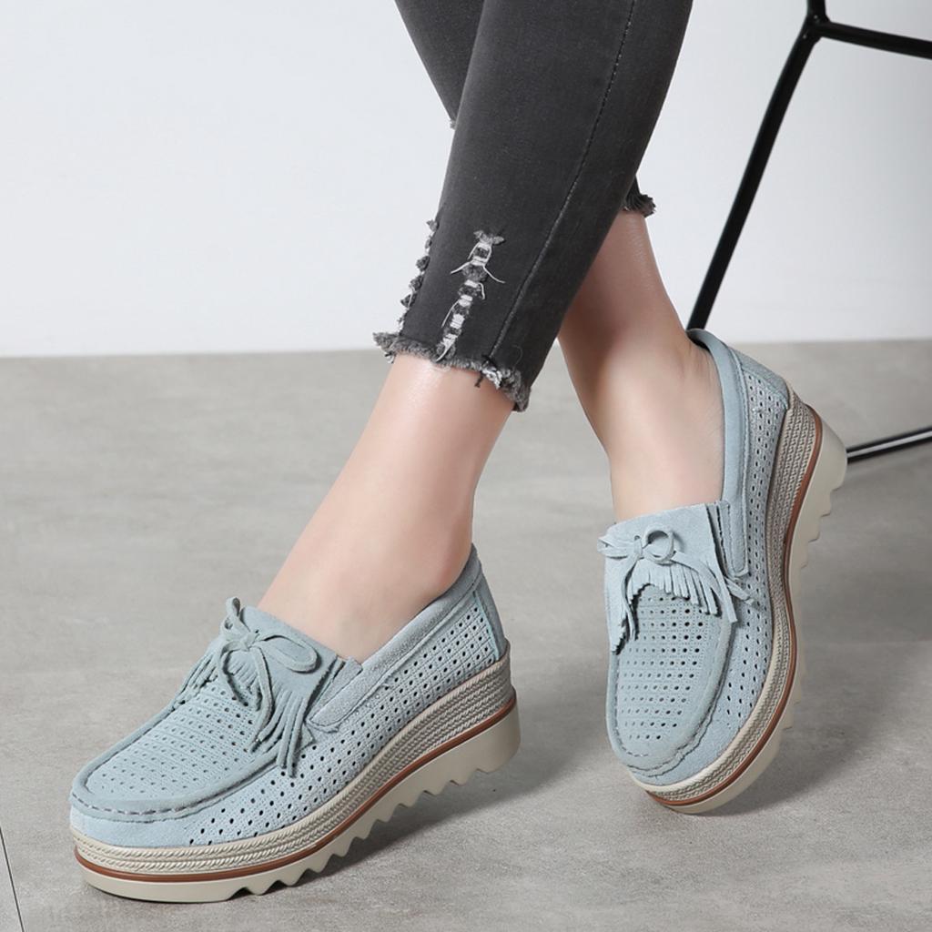 Fashion Macrame Women's Loafers Cow Suede Platform Shoes Slip-on Mother Shoes Walking Shoes Moccasins
