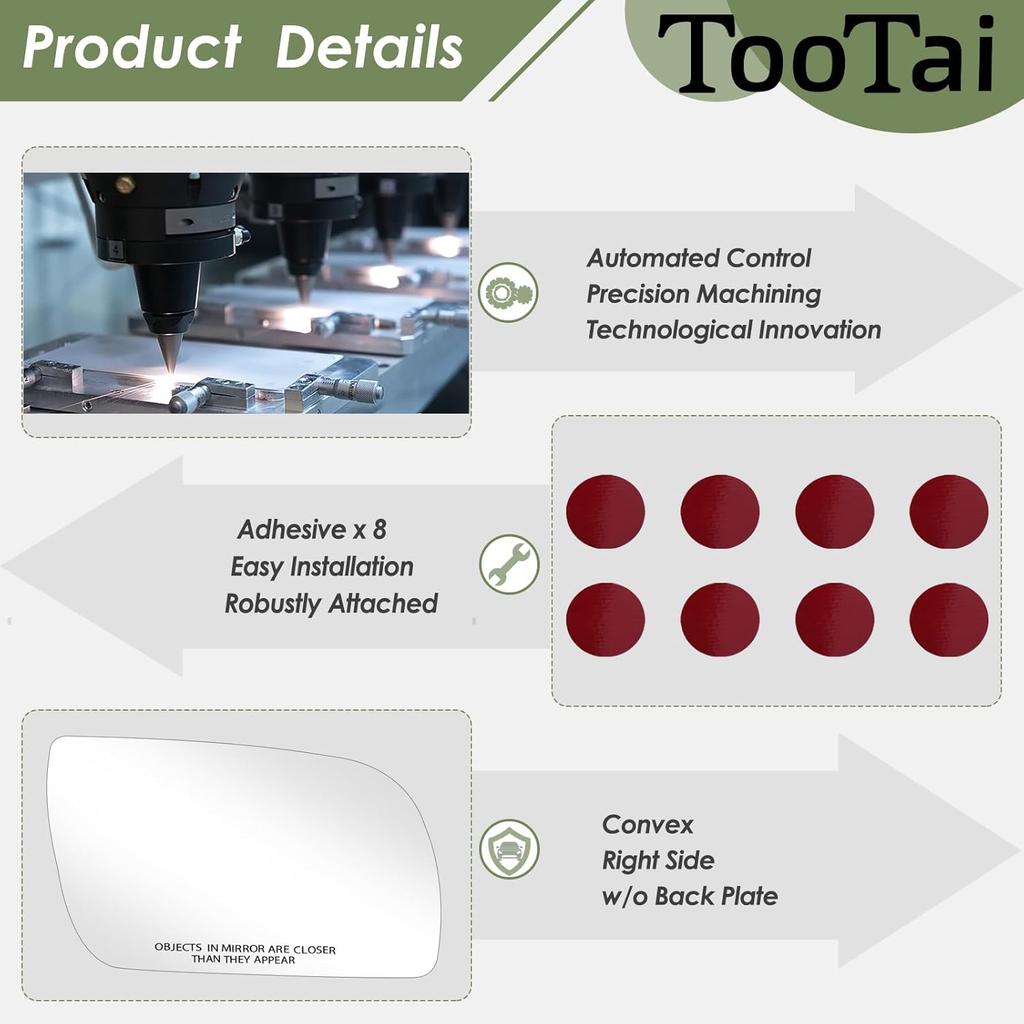 Passenger Side Replacement Mirror Glass compatible with CHEVY & GMC vehicles - Blazer 1992-1994, C1500 1988-1998, Yukon 1992-1999 - non-heated,
