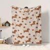 1pc Dachshund Donut Lightweight Flannel Blanket, Comfortable and Warm Blanket, for Office and Camping Sofa Bed109