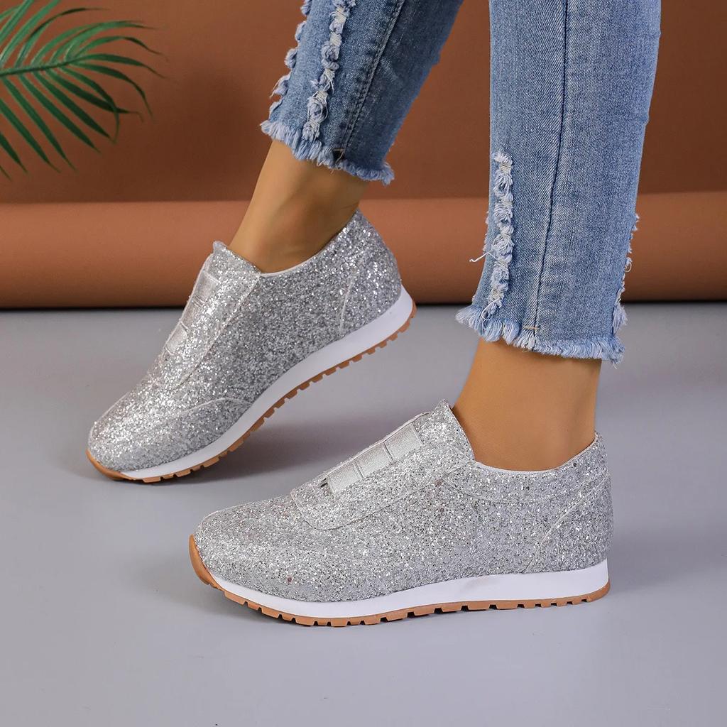 Women Casual Shoes Women Fashion Spring Autumn Sequin Canvas Sneakers Women Shallow Platform Vulcanize Shoes Zapatillas Mujer