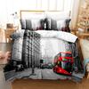Retro England Building Bedding Set 3D Printed Grey Gothic Smooth Breathable King Queen Twin Size Duvet Cover Set for Birthday