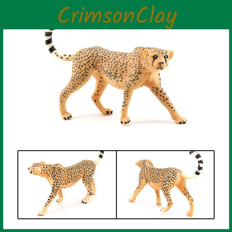 Realistic Wildlife Statue Cheetah Head Up Clouded Leopard African Leopard Indian Leopard Collection Toy 10*2.5*6.5cm)
