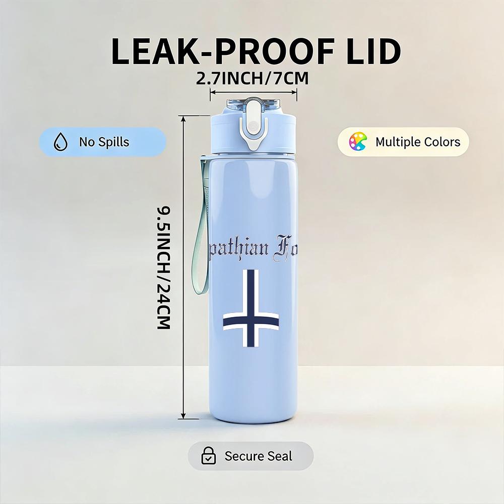 1PC Compass Cross Minimalist Line Art Print 750ml Portable Sports Water Bottle Leakproof Gym Outdoor Travel Drink Cup