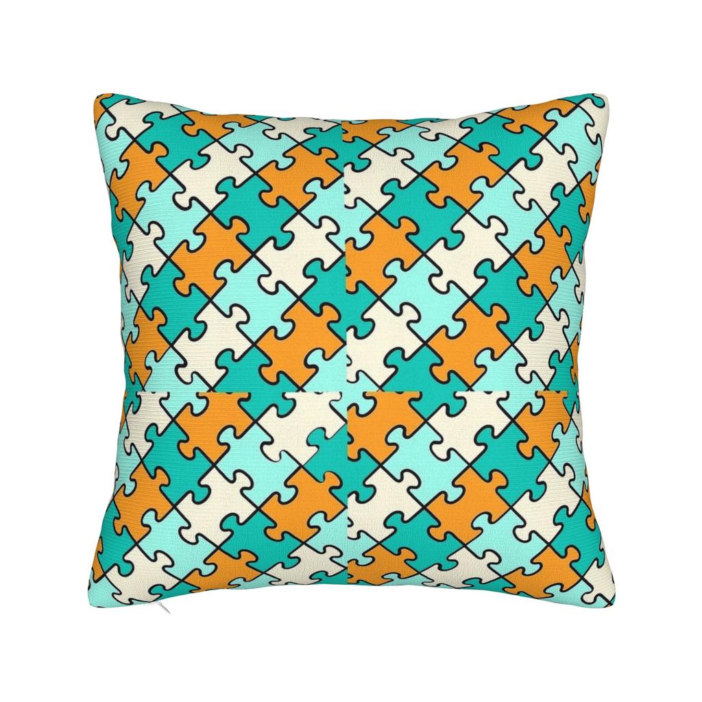 Vibrant Neon Dense Autism Puzzle Pillow Cover Comfy Cushion Cover Fashion Pillow Case For Sofa Car Home Decor