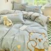 Cute Bear Pure Cotton Washed Cotton Four-piece Set Pure Cotton Ins Style Simple Bedding Children's Bed Sheet Three-piece Set