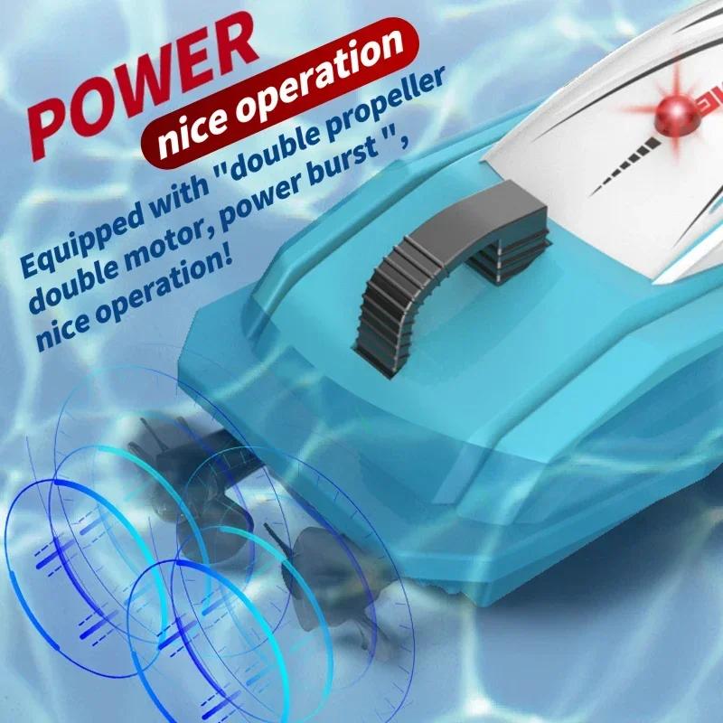2.4G Радиоуправляемая Мини-Скоростная Лодка Толкающая Шар Детская Лодка-Гонщик с Дистанционным Управлением Игры в Воде в Помещении Соревновательная Водная Игра Игрушки для Мальчиков