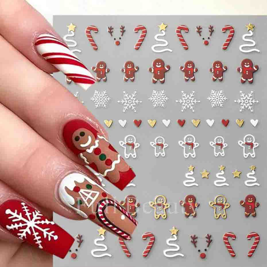 Рождественские наклейки для ногтей, самоклеящиеся наклейки для дизайна ногтей, Рождество, Санта, лось, снежный колокольчик, крутой дизайн, Рождество