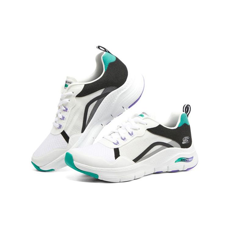 Skechers Женские кроссовки для бега Arch Fit Черно-белые Низкие Раздельный дизайн 149928-WMLT