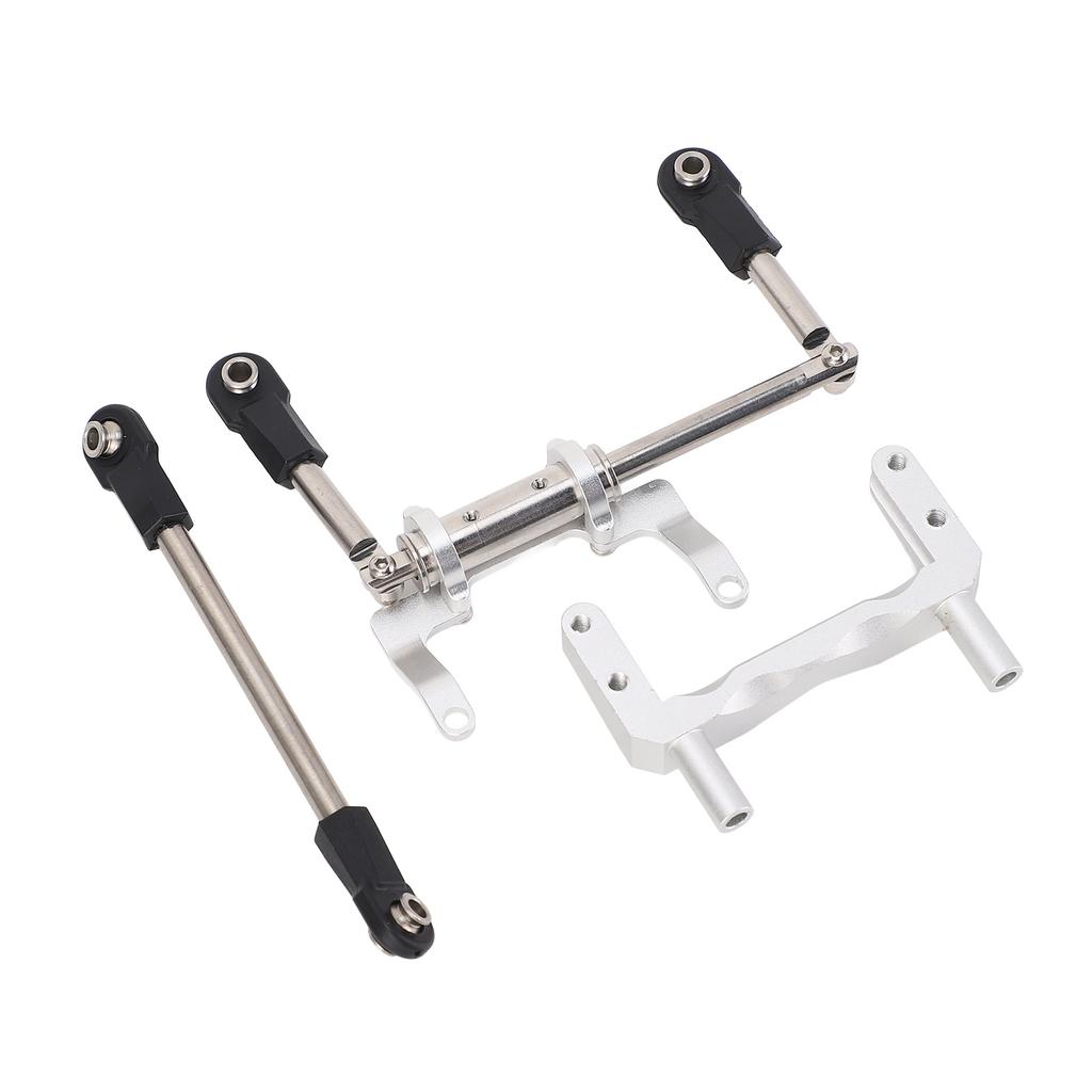 1 10 RC Servo Mount with Hydraulic Steering Link Aluminum Alloy Lightweight Adjustable Damping for SCX10 Models Silver