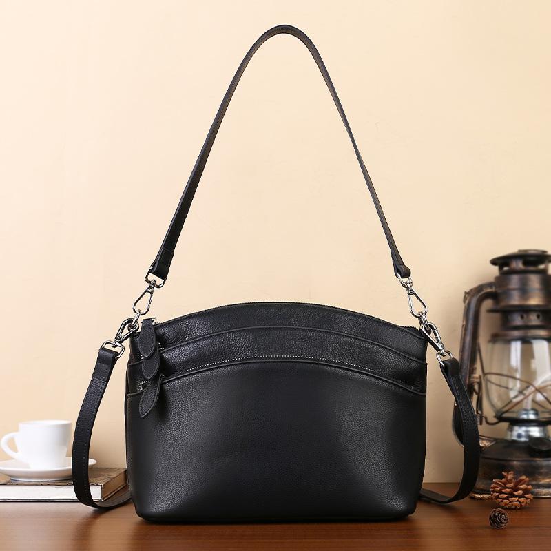 Женская сумка из натуральной кожи, сумка-пельмень из коровьей кожи, ретро и нишевая сумка-кроссбоди через плечо для通勤