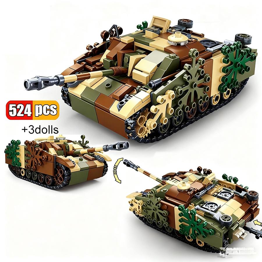 524 детали WW2 0858 Боевой Танк Блоки Военная Серия Армии UK US Стиль Детская Игрушка Кирпичики Подарок на День Рождения
