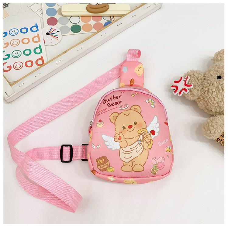 Butterfly Bear Printed Shoulder Crossbody Chest Bag Kids Cartoon Gifts Outdoor