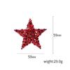 Blucome Christmas Brooch Full Red Five-pointed Star Corsage for Women Kids Sweater Hijab Pins Casual New Year Gifts